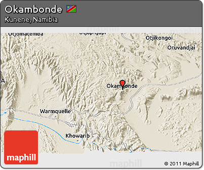 Shaded Relief Panoramic Map of Okambonde