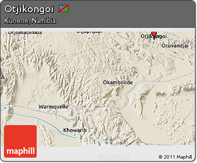 Shaded Relief Panoramic Map of Otjikongoi