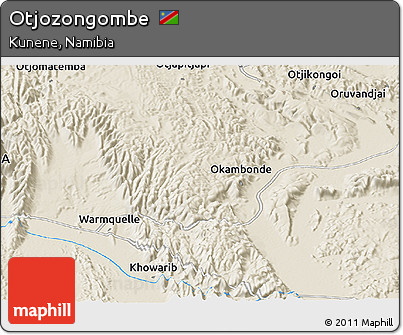 Shaded Relief Panoramic Map of Otjozongombe