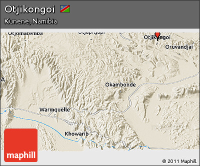 Shaded Relief Panoramic Map of Otjikongoi