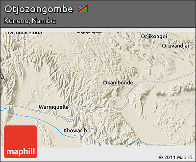 Shaded Relief Panoramic Map of Otjozongombe