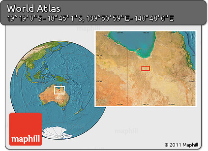 Satellite Location Map of the Area around 19° 2' 1" S, 140° 19' 29" E