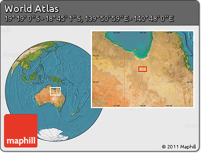 Satellite Location Map of the Area around 19° 2' 1" S, 140° 19' 29" E