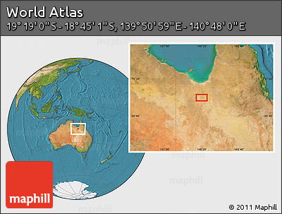 Satellite Location Map of the Area around 19° 2' 1" S, 140° 19' 29" E