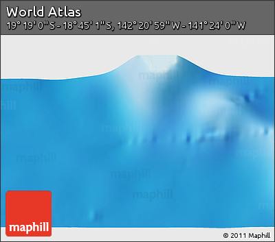 Physical 3D Map of the Area around 19° 2' 1" S, 141° 52' 30" W