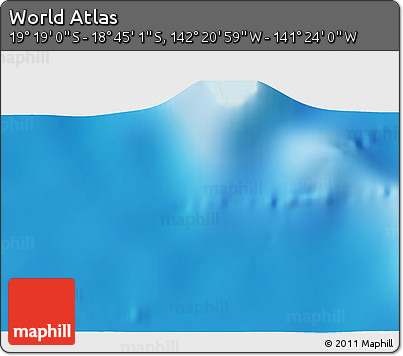 Physical 3D Map of the Area around 19° 2' 1" S, 141° 52' 30" W