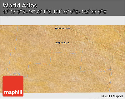 Satellite 3D Map of the Area around 19° 2' 1" S, 142° 1' 30" E
