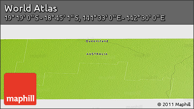 Physical Panoramic Map of the Area around 19° 2' 1" S, 142° 1' 30" E