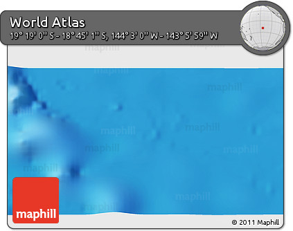 Physical 3D Map of the Area around 19° 2' 1" S, 143° 34' 29" W