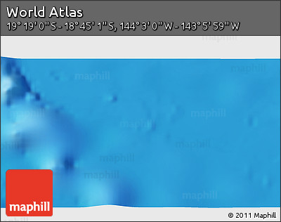 Physical 3D Map of the Area around 19° 2' 1" S, 143° 34' 29" W