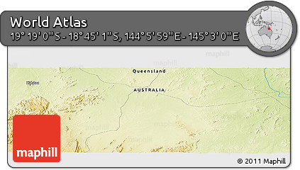 Physical Panoramic Map of the Area around 19° 2' 1" S, 144° 34' 29" E