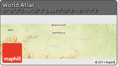 Physical Panoramic Map of the Area around 19° 2' 1" S, 144° 34' 29" E