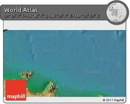 Satellite 3D Map of the Area around 19° 2' 1" S, 147° 7' 30" E