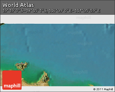 Satellite 3D Map of the Area around 19° 2' 1" S, 147° 7' 30" E