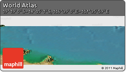 Satellite Panoramic Map of the Area around 19° 2' 1" S, 147° 7' 30" E