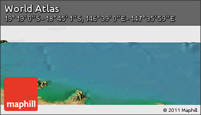 Satellite Panoramic Map of the Area around 19° 2' 1" S, 147° 7' 30" E