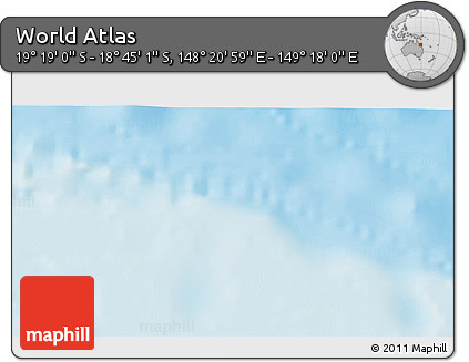 Physical 3D Map of the Area around 19° 2' 1" S, 148° 49' 29" E