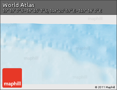 Physical 3D Map of the Area around 19° 2' 1" S, 148° 49' 29" E