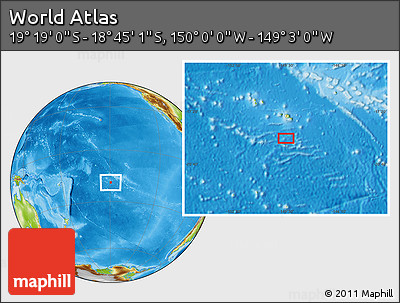 Physical Location Map of the Area around 19° 2' 1" S, 149° 31' 30" W