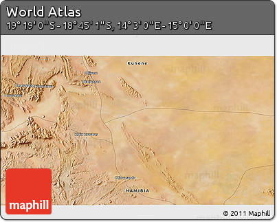 Satellite 3D Map of the Area around 19° 2' 1" S, 14° 31' 30" E