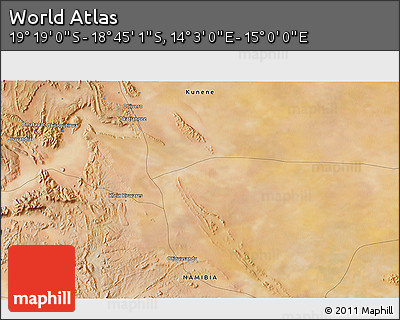 Satellite 3D Map of the Area around 19° 2' 1" S, 14° 31' 30" E