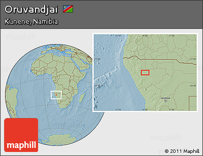 Savanna Style Location Map of Oruvandjai, hill shading
