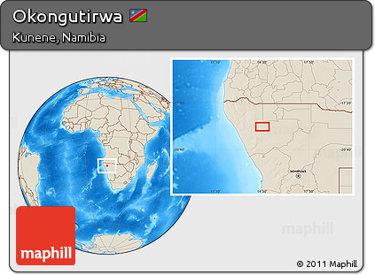 Shaded Relief Location Map of Okongutirwa