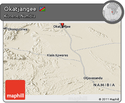 Shaded Relief Panoramic Map of Okatjangee