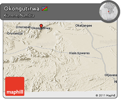 Shaded Relief Panoramic Map of Okongutirwa