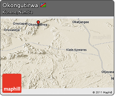 Shaded Relief Panoramic Map of Okongutirwa