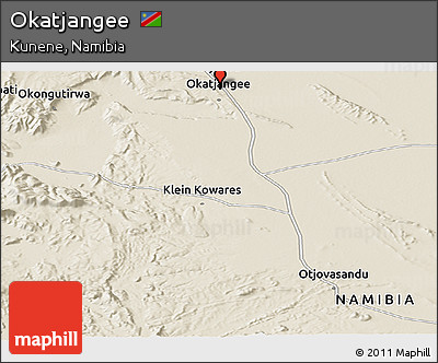 Shaded Relief Panoramic Map of Okatjangee