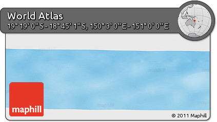 Physical Panoramic Map of the Area around 19° 2' 1" S, 150° 31' 30" E
