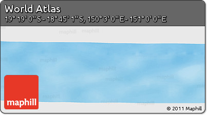 Physical Panoramic Map of the Area around 19° 2' 1" S, 150° 31' 30" E