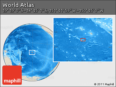 Shaded Relief Location Map of the Area around 19° 2' 1" S, 151° 13' 29" W