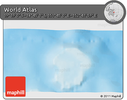 Physical 3D Map of the Area around 19° 2' 1" S, 152° 13' 29" E