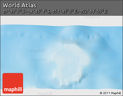Physical 3D Map of the Area around 19° 2' 1" S, 152° 13' 29" E
