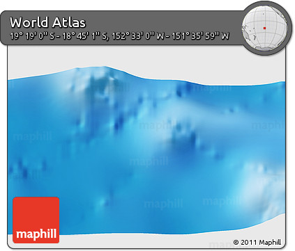 Physical 3D Map of the Area around 19° 2' 1" S, 152° 4' 29" W