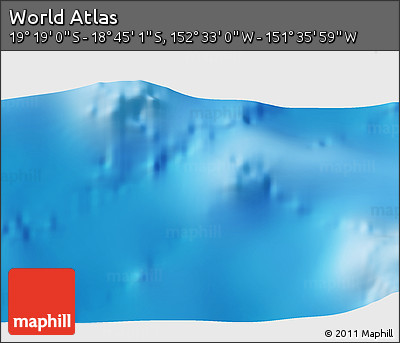 Physical 3D Map of the Area around 19° 2' 1" S, 152° 4' 29" W