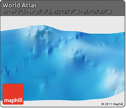 Physical 3D Map of the Area around 19° 2' 1" S, 152° 4' 29" W