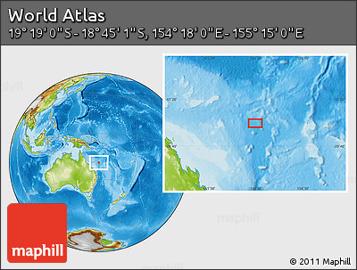 Physical Location Map of the Area around 19° 2' 1" S, 154° 46' 30" E
