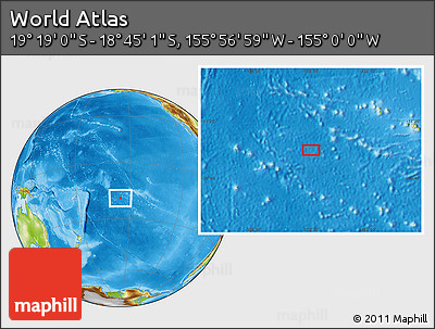 Physical Location Map of the Area around 19° 2' 1" S, 155° 28' 29" W