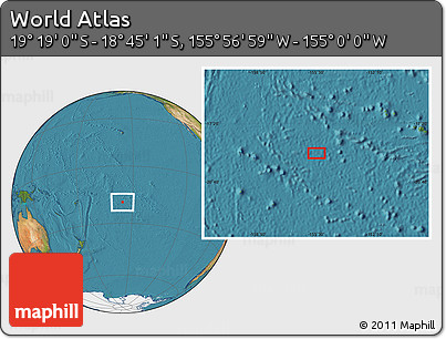 Satellite Location Map of the Area around 19° 2' 1" S, 155° 28' 29" W