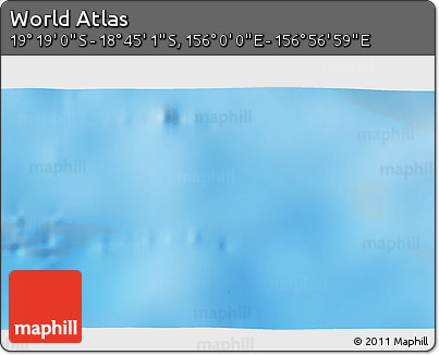 Physical 3D Map of the Area around 19° 2' 1" S, 156° 28' 29" E