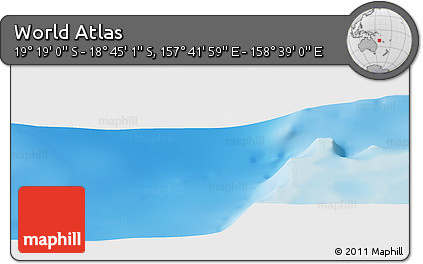 Physical Panoramic Map of the Area around 19° 2' 1" S, 158° 10' 30" E