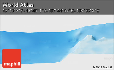 Physical Panoramic Map of the Area around 19° 2' 1" S, 158° 10' 30" E