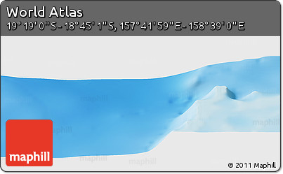 Physical Panoramic Map of the Area around 19° 2' 1" S, 158° 10' 30" E