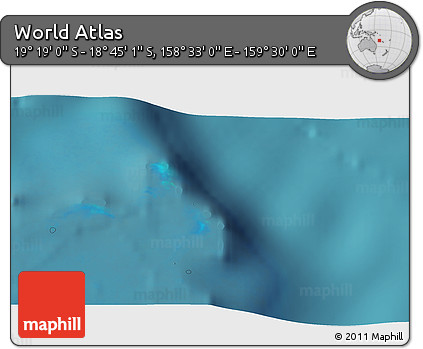 Satellite 3D Map of the Area around 19° 2' 1" S, 159° 1' 30" E