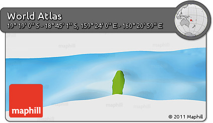 Physical Panoramic Map of the Area around 19° 2' 1" S, 159° 52' 30" E