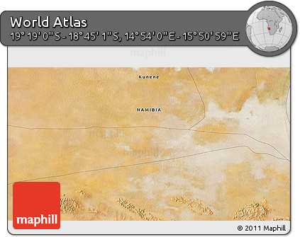 Satellite 3D Map of the Area around 19° 2' 1" S, 15° 22' 30" E