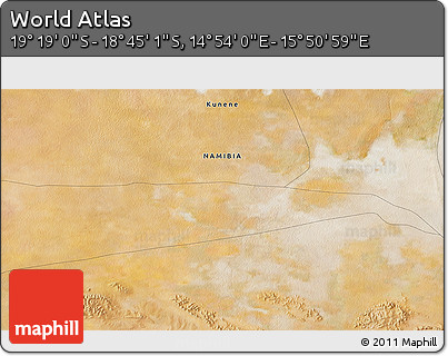 Satellite 3D Map of the Area around 19° 2' 1" S, 15° 22' 30" E